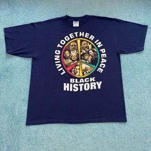 VINTAGE Black History 2000 Shirt Adult XL Peace Sign Malcom X Bob Marley Mens